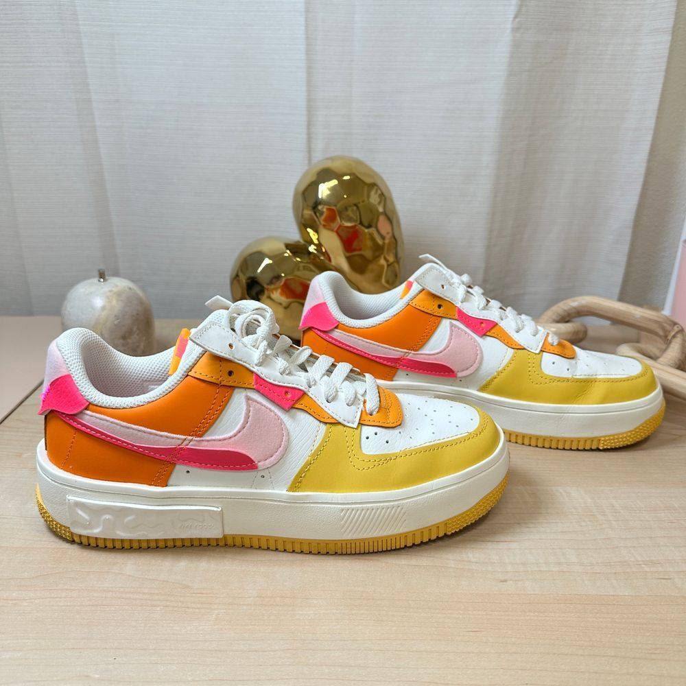 Nike Air Force 1‎ Impact Platform Sneakers Colorblock Pink Orange Yellow US 8 - Picture 4 of 11